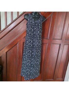 Laura Ashley Black Floral Embroidered Sleeveless Maxi Dress UK 8 / US 4
